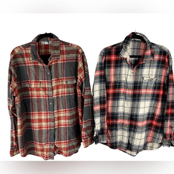 Old Navy Plaid Button Down Shirts - Red, Blue, White - Picture 4 of 14